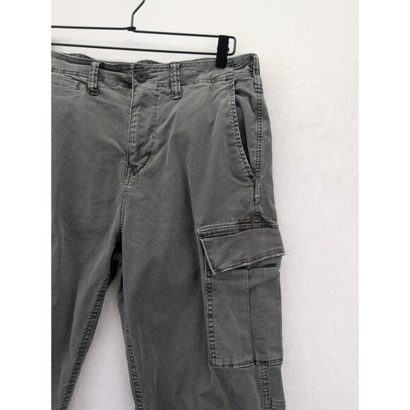 American Eagle Flex Cargo Pants Mens 32x34 Green Slim Straight With Ankle Ties - Picture 2 of 16